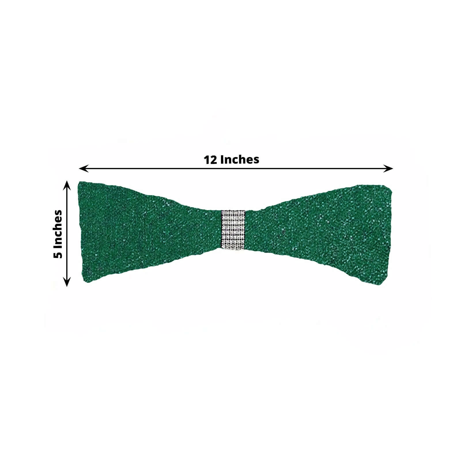 5 Pack Metallic Shimmer Tinsel Spandex Chair Sashes Hunter Emerald Green - Durable and Reusable Stretch Chair Bands - Bell Racket Store