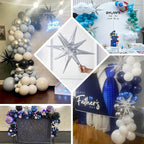 5 Pack Metallic Silver 14 - Point Starburst Mylar Foil Balloons, 22" Fireworks Star Explosion Party Balloons - Bell Racket Store