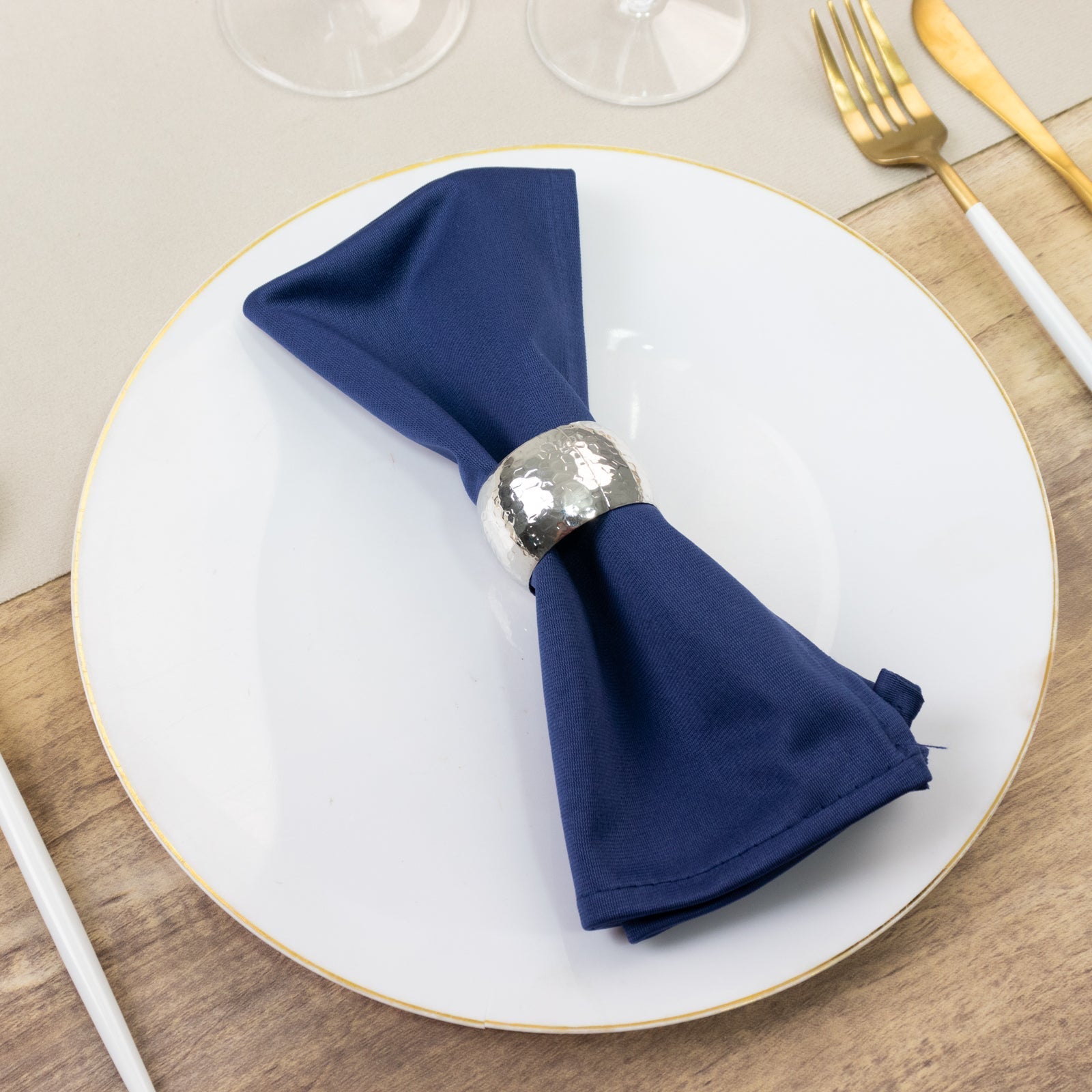 5 Pack Navy Blue Scuba Napkins â€“ 17"x17", Wrinkle - Free & Stain Resistant Cloth Napkins - Bell Racket Store