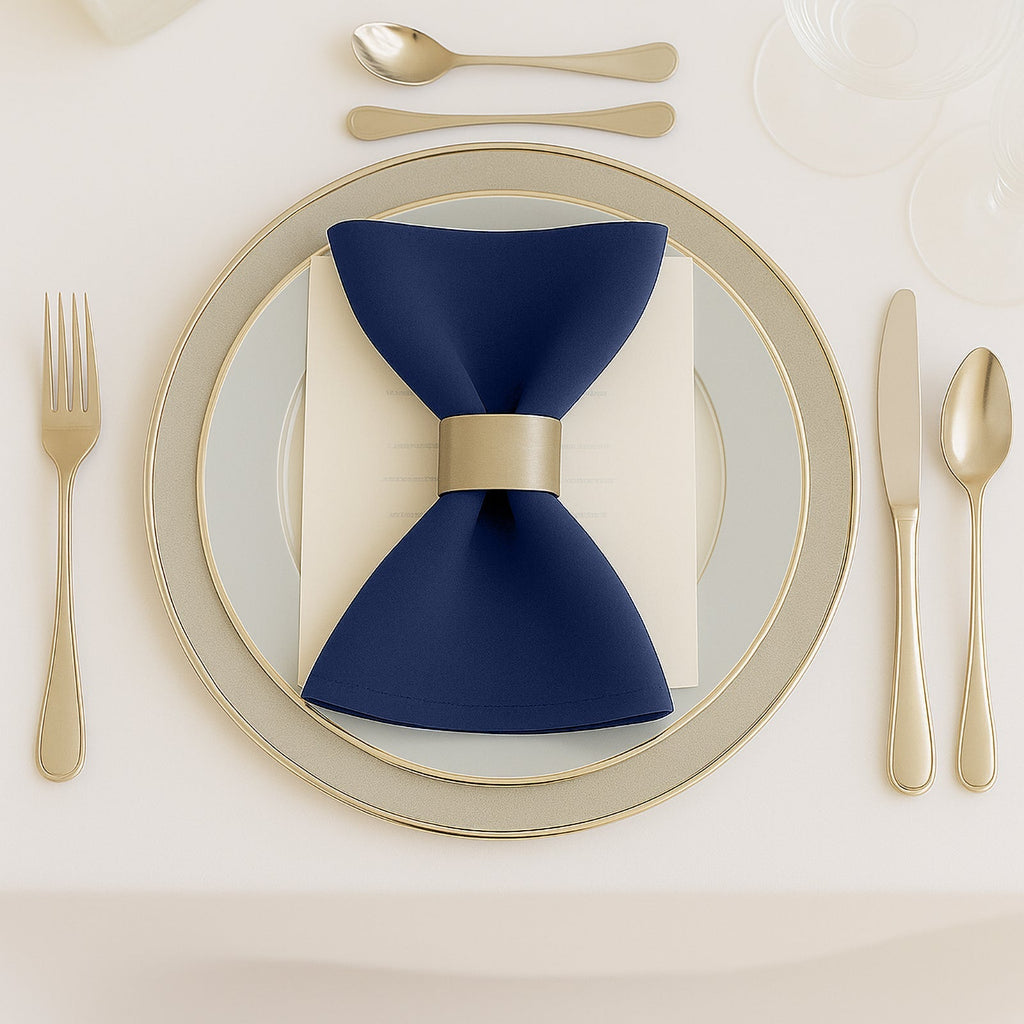 5 Pack Navy Blue Scuba Napkins â€“ 17"x17", Wrinkle - Free & Stain Resistant Cloth Napkins - Bell Racket Store