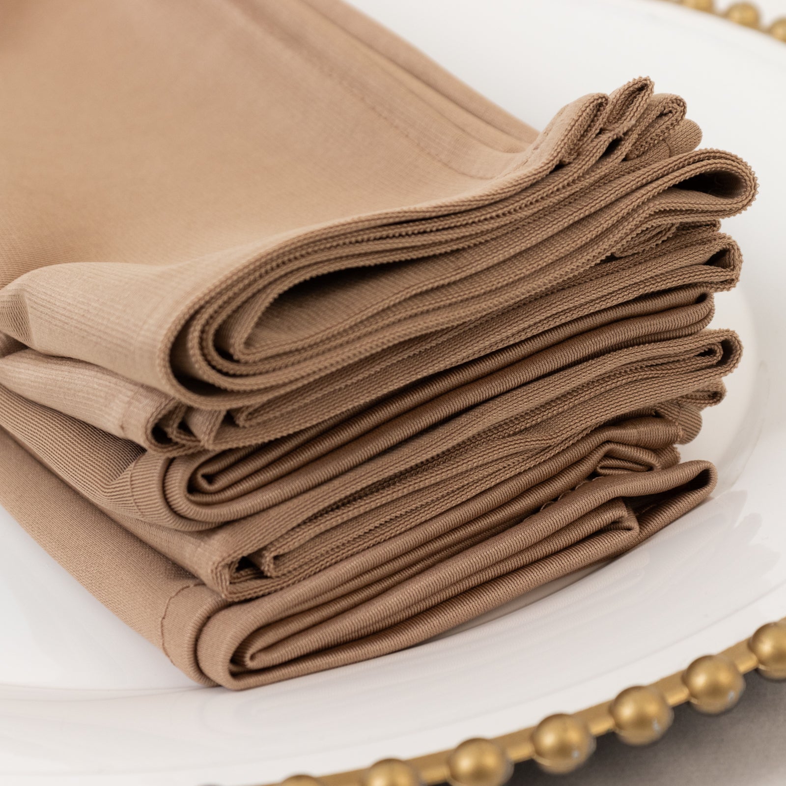 5 Pack Nude Scuba Napkins â€“ 17"x17", Wrinkle - Free & Stain Resistant Cloth Napkins - Bell Racket Store