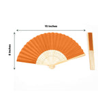 5 Pack Orange Asian Silk Folding Fans Party Favors, Oriental Folding Fan Favors - Bell Racket Store