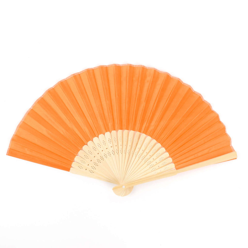 5 Pack Orange Asian Silk Folding Fans Party Favors, Oriental Folding Fan Favors - Bell Racket Store
