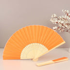 5 Pack Orange Asian Silk Folding Fans Party Favors, Oriental Folding Fan Favors - Bell Racket Store