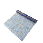 5 Pack Organza 12"x108" Table Runners Royal Blue - Gold Wave Design - Bell Racket Store