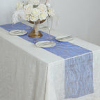 5 Pack Organza 12"x108" Table Runners Royal Blue - Gold Wave Design - Bell Racket Store