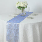 5 Pack Organza 12"x108" Table Runners Royal Blue - Gold Wave Design - Bell Racket Store