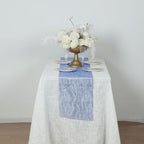 5 Pack Organza 12"x108" Table Runners Royal Blue - Gold Wave Design - Bell Racket Store