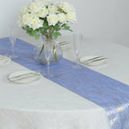 5 Pack Organza 12"x108" Table Runners Royal Blue - Gold Wave Design - Bell Racket Store