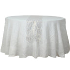 5 Pack Organza 12"x108" Table Runners White with Gold Foil Wave Design - Disposable Stylish Event Decoration - Bell Racket Store