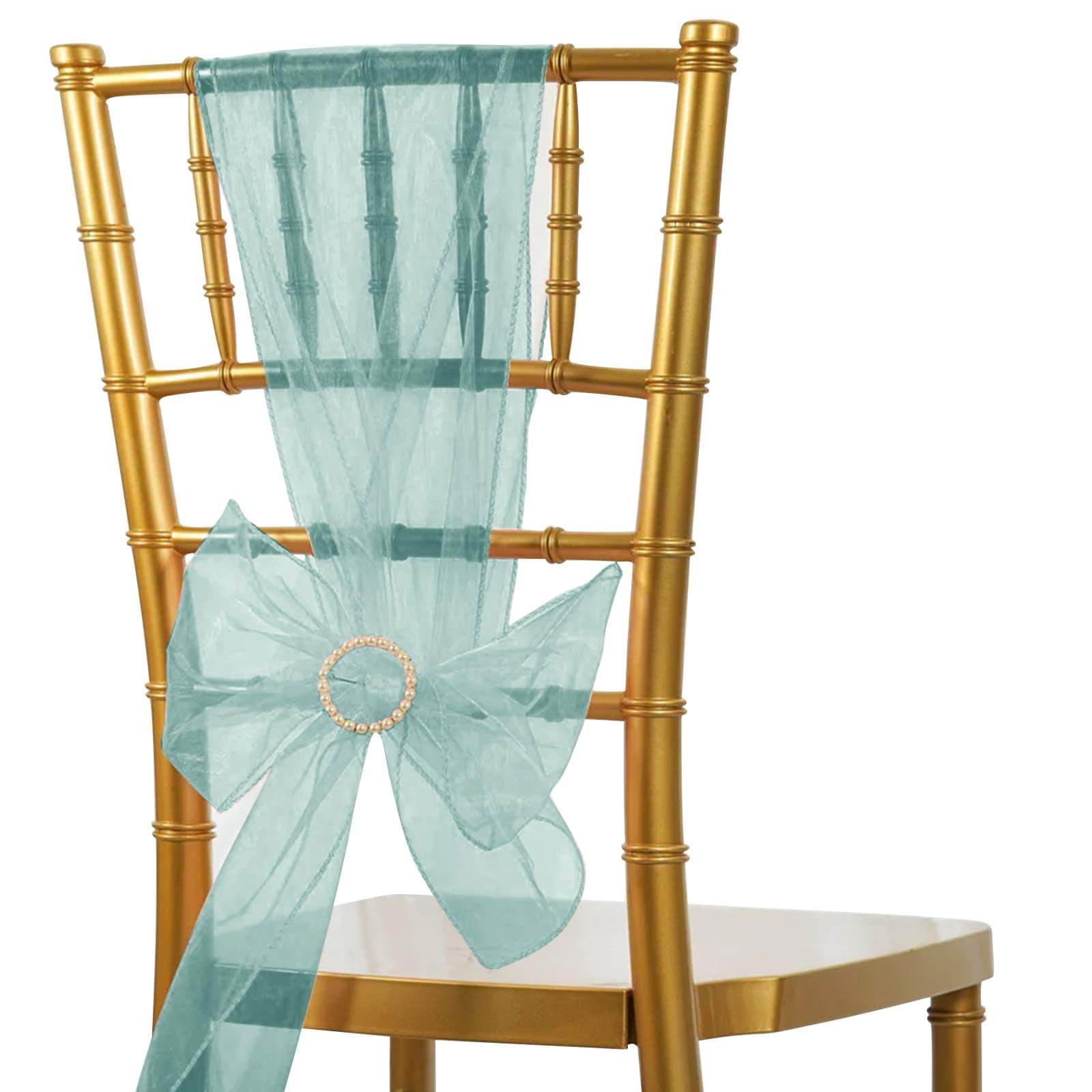 5 Pack Organza Chair Sashes Hunter Emerald Green - Reusable Sheer Chair Bows 6"x108" - NestOCart