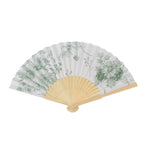 5 - Pack Paper Folding Fans Party Favors in White & Sage Green French Toile Pattern, Handheld Fans with Bamboo Frame - Bell Racket Store