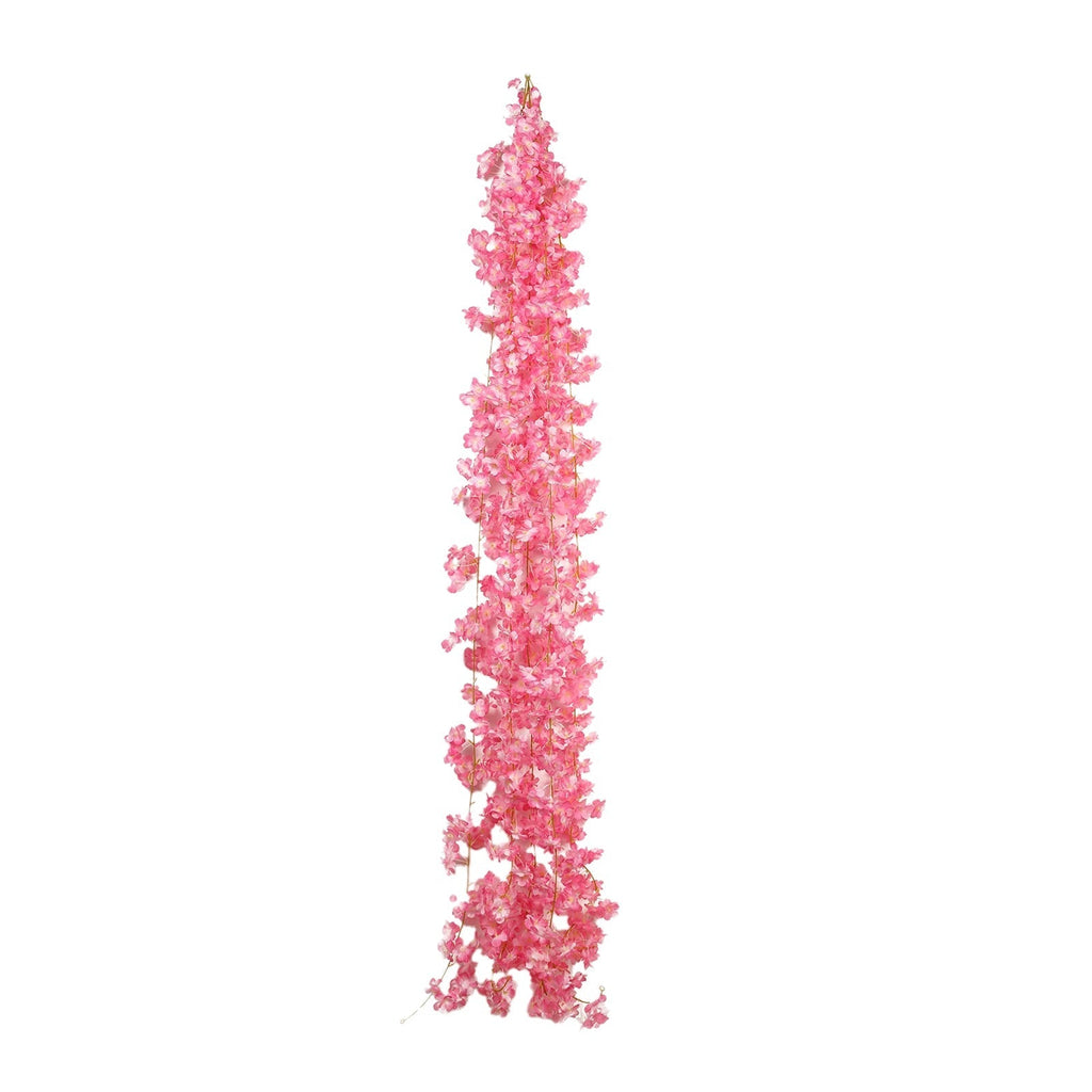 5 Pack Pink Artificial Cherry Blossom Floral Garland, 6ft Silk Flower Hanging Vines - Bell Racket Store