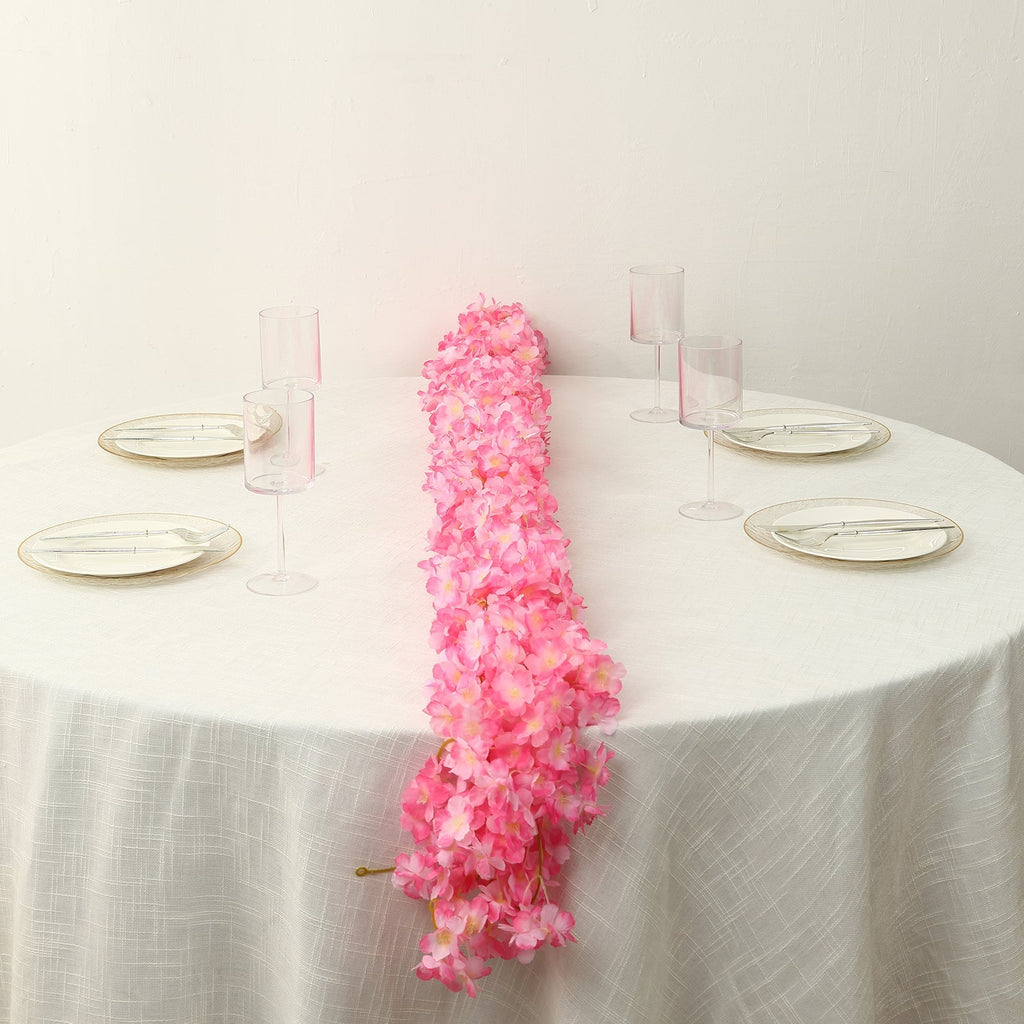 5 Pack Pink Artificial Cherry Blossom Floral Garland, 6ft Silk Flower Hanging Vines - Bell Racket Store