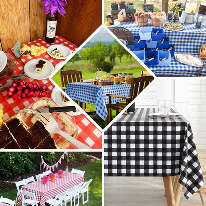 5 - Pack Plastic Table Covers Black Checkered Rectangle - Durable PVC Disposable Covers for Events 54"x108" - Bell Racket Store