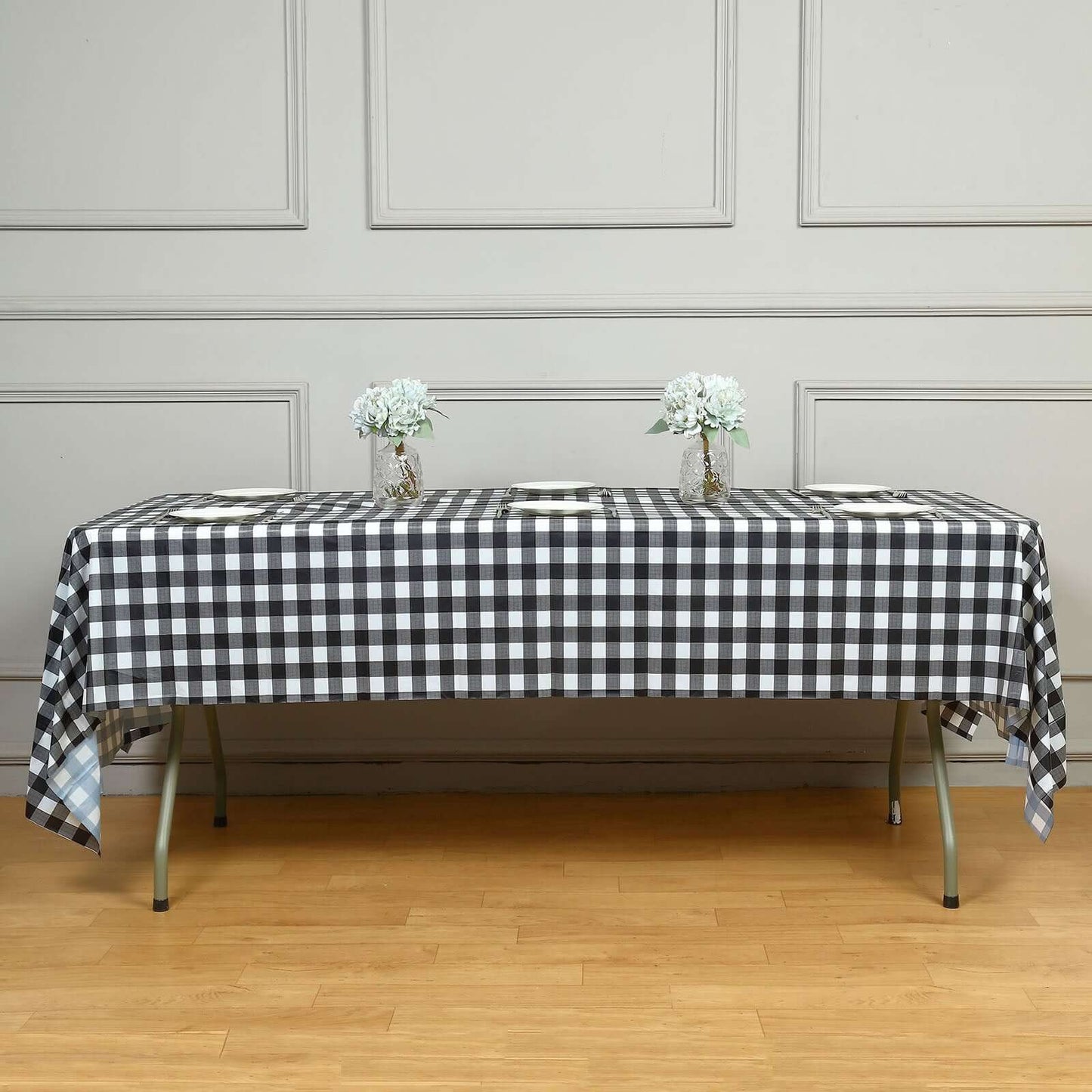 5 - Pack Plastic Table Covers Black Checkered Rectangle - Durable PVC Disposable Covers for Events 54"x108" - Bell Racket Store