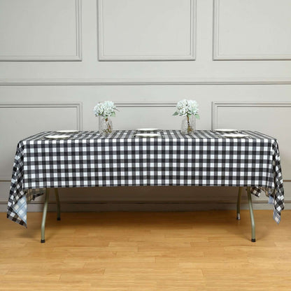 5 - Pack Plastic Table Covers Black Checkered Rectangle - Durable PVC Disposable Covers for Events 54"x108" - Bell Racket Store