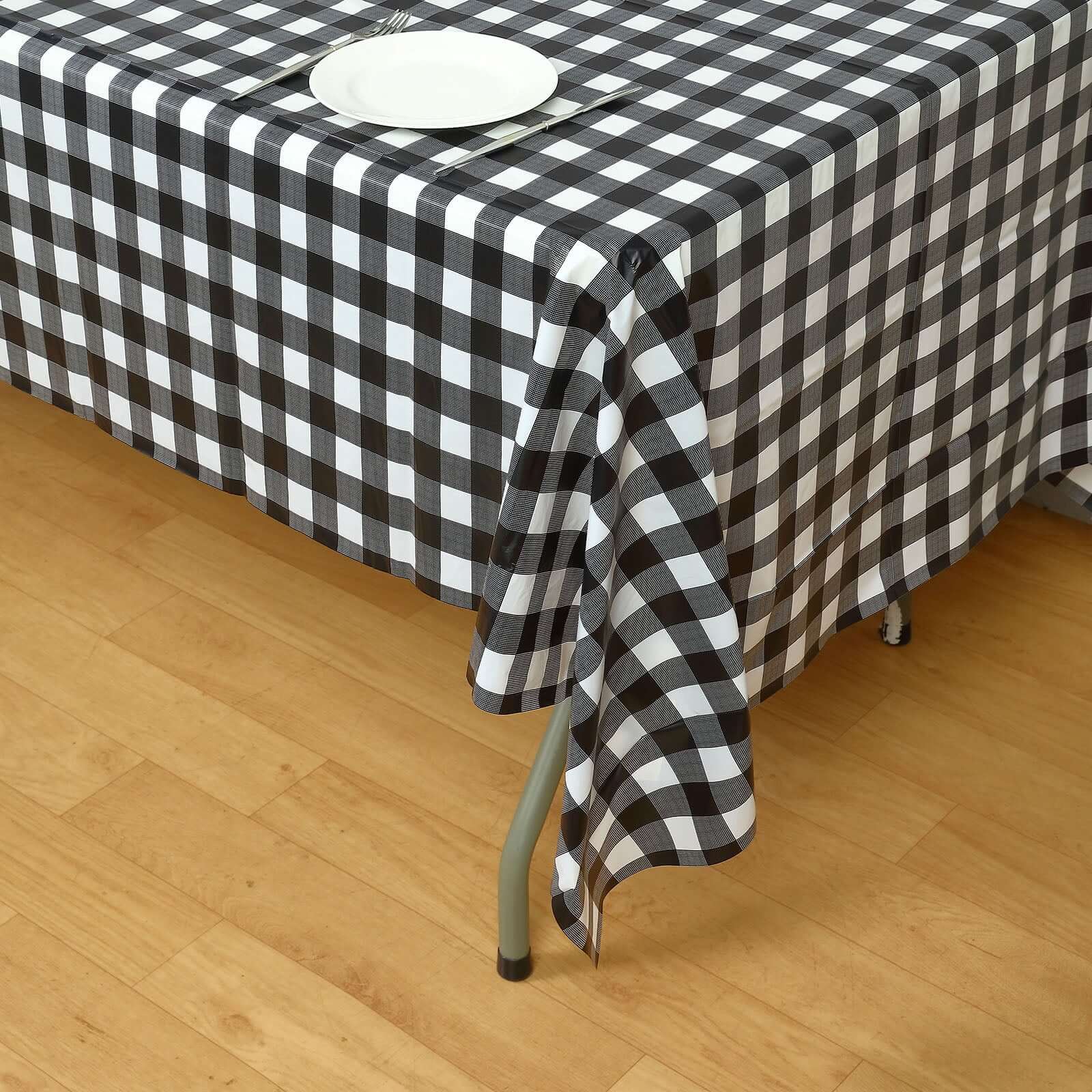 5 - Pack Plastic Table Covers Black Checkered Rectangle - Durable PVC Disposable Covers for Events 54"x108" - Bell Racket Store