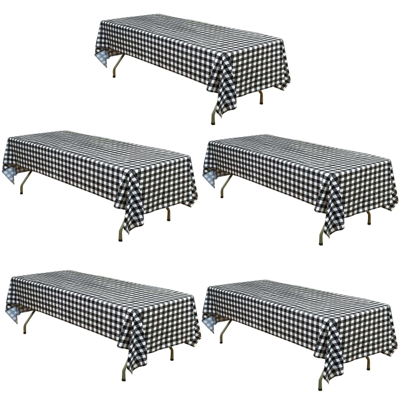 5 - Pack Plastic Table Covers Black Checkered Rectangle - Durable PVC Disposable Covers for Events 54"x108" - Bell Racket Store