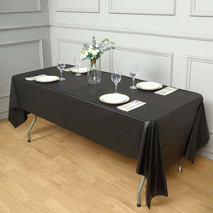 5 - Pack Plastic Table Covers Black Rectangle - Reliable PVC Disposable Covers for Gatherings 54"x108" - NestOCart