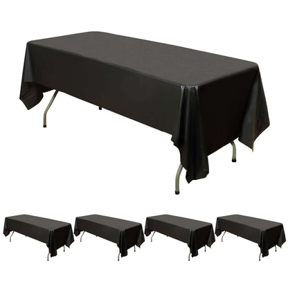 5 - Pack Plastic Table Covers Black Rectangle - Reliable PVC Disposable Covers for Gatherings 54"x108" - NestOCart