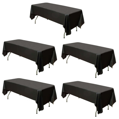 5 - Pack Plastic Table Covers Black Rectangle - Reliable PVC Disposable Covers for Gatherings 54"x108" - NestOCart