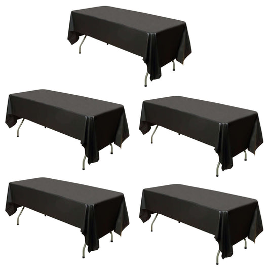 5 - Pack Plastic Table Covers Black Rectangle - Reliable PVC Disposable Covers for Gatherings 54"x108" - NestOCart
