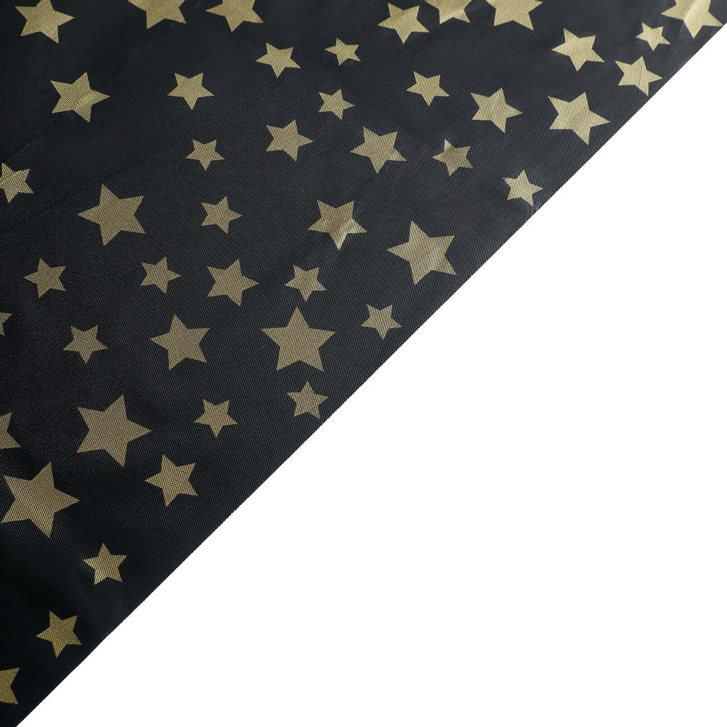 5 - Pack Plastic Table Covers Black Rectangle with Gold Stars - Decorative PVC Disposable Tablecloths 54"x108" - Bell Racket Store