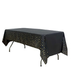 5 - Pack Plastic Table Covers Black Rectangle with Gold Stars - Decorative PVC Disposable Tablecloths 54"x108" - Bell Racket Store