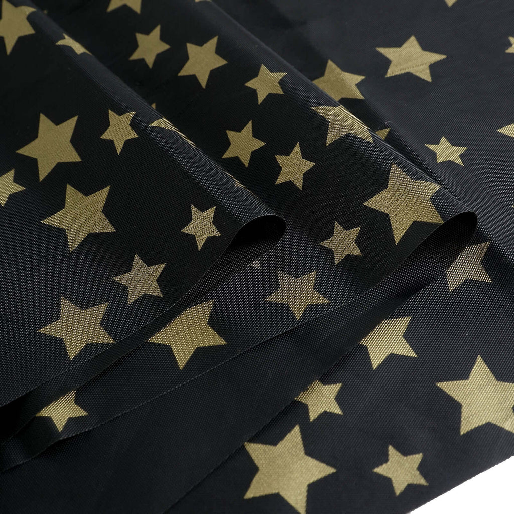 5 - Pack Plastic Table Covers Black Rectangle with Gold Stars - Decorative PVC Disposable Tablecloths 54"x108" - Bell Racket Store