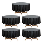 5 - Pack Plastic Table Covers Black Round - Durable PVC Disposable Tablecloths for Events 84" - Bell Racket Store