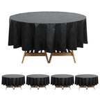 5 - Pack Plastic Table Covers Black Round - Durable PVC Disposable Tablecloths for Events 84" - Bell Racket Store