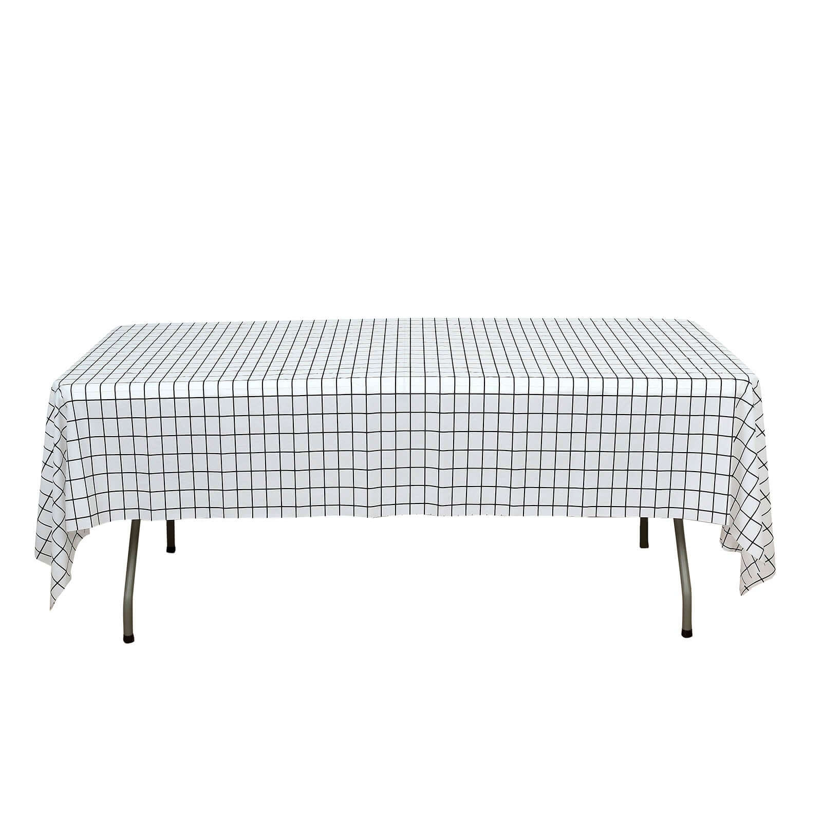 5 - Pack Plastic Table Covers Black/White Grid Rectangle - Durable Checkered PVC Disposable Tablecloths 54"x108" - Bell Racket Store
