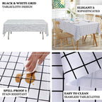 5 - Pack Plastic Table Covers Black/White Grid Rectangle - Durable Checkered PVC Disposable Tablecloths 54"x108" - Bell Racket Store