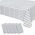 5 - Pack Plastic Table Covers Black/White Grid Rectangle - Durable Checkered PVC Disposable Tablecloths 54"x108" - Bell Racket Store
