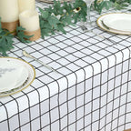 5 - Pack Plastic Table Covers Black/White Grid Rectangle - Durable Checkered PVC Disposable Tablecloths 54"x108" - Bell Racket Store