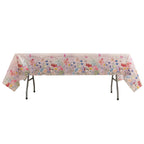 5 - Pack Plastic Table Covers Blush Rectangle with Butterfly Floral Print - Decorative PVC Disposable Covers 54"x108" - Bell Racket Store