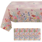5 - Pack Plastic Table Covers Blush Rectangle with Butterfly Floral Print - Decorative PVC Disposable Covers 54"x108" - Bell Racket Store