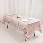 5 - Pack Plastic Table Covers Blush Rectangle with Butterfly Floral Print - Decorative PVC Disposable Covers 54"x108" - Bell Racket Store