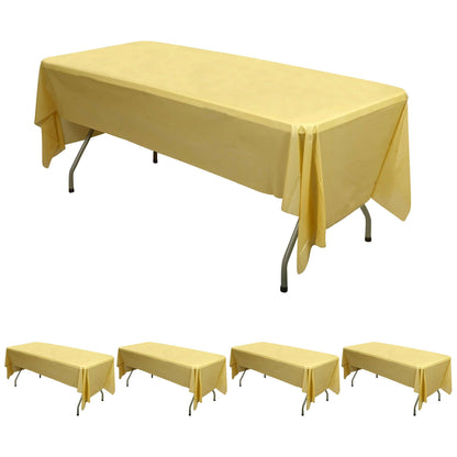 5 - Pack Plastic Table Covers Gold Rectangle - Reliable PVC Disposable Covers for Gatherings 54"x108" - NestOCart