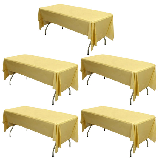 5 - Pack Plastic Table Covers Gold Rectangle - Reliable PVC Disposable Covers for Gatherings 54"x108" - NestOCart