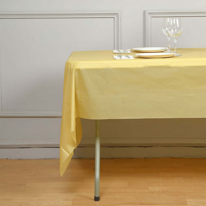 5 - Pack Plastic Table Covers Gold Rectangle - Reliable PVC Disposable Covers for Gatherings 54"x108" - NestOCart