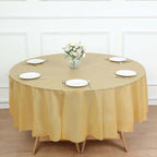 5 - Pack Plastic Table Covers Gold Round - Durable PVC Disposable Tablecloths for Events 84" - Bell Racket Store