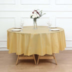 5 - Pack Plastic Table Covers Gold Round - Durable PVC Disposable Tablecloths for Events 84" - Bell Racket Store
