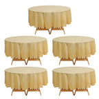 5 - Pack Plastic Table Covers Gold Round - Durable PVC Disposable Tablecloths for Events 84" - Bell Racket Store