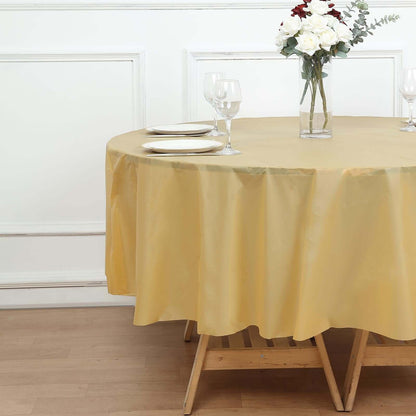 5 - Pack Plastic Table Covers Gold Round - Durable PVC Disposable Tablecloths for Events 84" - Bell Racket Store