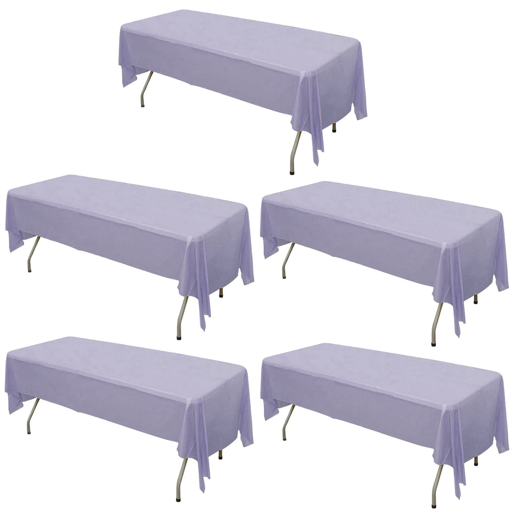 5 - Pack Plastic Table Covers Lavender Lilac Rectangle - Reliable PVC Disposable Covers for Gatherings 54"x108" - Bell Racket Store