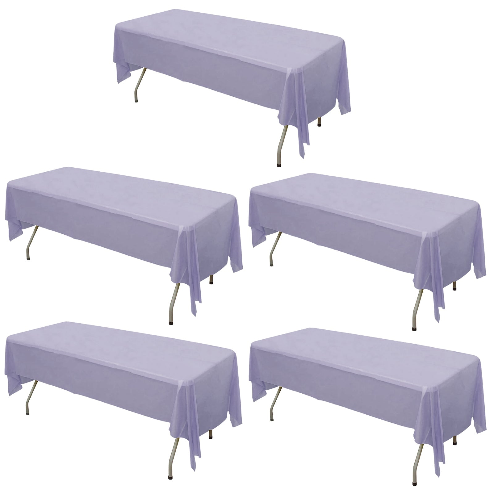 5 - Pack Plastic Table Covers Lavender Lilac Rectangle - Reliable PVC Disposable Covers for Gatherings 54"x108" - Bell Racket Store