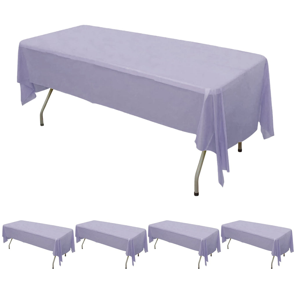 5 - Pack Plastic Table Covers Lavender Lilac Rectangle - Reliable PVC Disposable Covers for Gatherings 54"x108" - Bell Racket Store