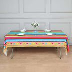 5 - Pack Plastic Table Covers Mexican Serape Rectangle - Vibrant PVC Disposable Tablecloths for Cinco De Mayo 54"x108" - Bell Racket Store